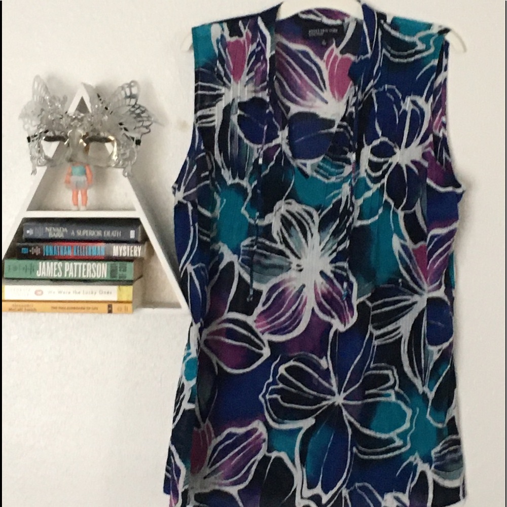 Rayon blend blouse ties at neckline Signature line